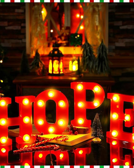 VIHOSE Christmas LED Letter Lights Sign Table Decoration Christmas Light up Letters Battery Powered Letter for Home Bar Christmas Party Bedroom Tabletop Decoration Gift (Hope) VIHOSE