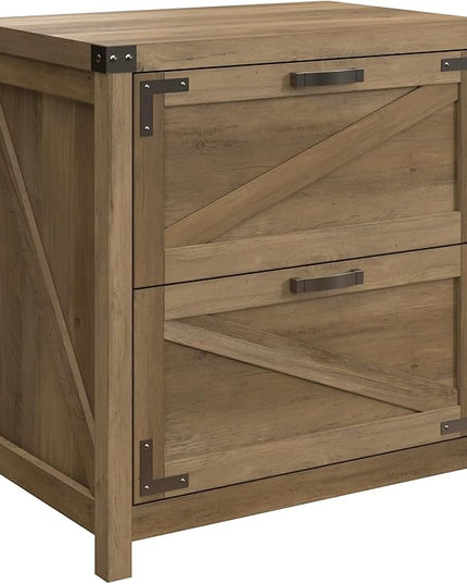 Bush Business Furniture Knoxville 2 Drawer Lateral File Cabinet, Farmhouse Document Storage Chest for Home Office, Reclaimed Pine - LeafyLoom
