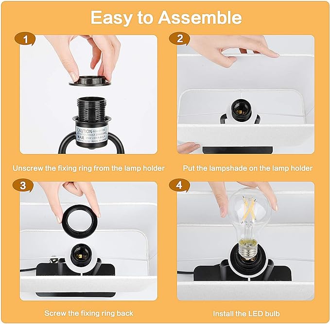 3-Way Dimmable Touch Control Table Lamp with 2 USB Ports and AC Power Outlet Modern Bedside Nightstand Lamp Fabric Shade and Metal Base for Guestroom Bedroom Living Room Hotel LED Bulb Included White - LeafyLoom