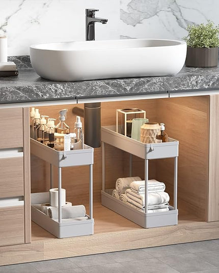 SOLEJAZZ Slim Storage Cart, 4 Tier Bathroom Organizer Mobile Shelving Unit, Rolling Utility Cart Slide Out Organizer for Kitchen, Bathroom, Laundry, Narrow Places, Gray - LeafyLoom