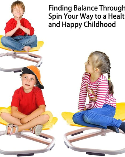 Autism Kids Swivel Chair, Spinning Chair for Kids Sensory, Kids Swivel Chair Sensory, Sensory Toy Chair, Carousel Spin Sensory Chair, Training Body Coordination (Yellow) - LeafyLoom
