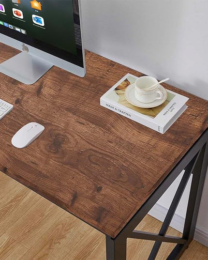 BON AUGURE 60 Inch Computer Desk for Home Office, Industrial Metal Wood Desk, Farmhouse Large Writing Desk, Modern Sturdy Gaming Desk (Rustic Oak) - LeafyLoom