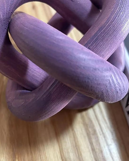 Wood Knot Decor -Coffee Table Decor Shelf Decor Table Books Hand Carved Home Decoration Boho Country Rustic Modern Shabby Chic Style Decor 3 Link Wooden Knot Chain Link Decor (Purple) - LeafyLoom