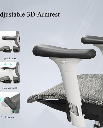 Ergonomic Office Chair: Seat Depth Adjustable Office Chair with 3D Lumbar Support, Ergonomic Computer Chair with Headrest, Home Office Desk Chair with 3D Armrest, Tilt Function - LeafyLoom