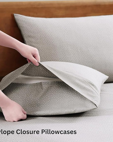 LANE LINEN 100% Organic Cotton Twin XL Sheets Set 3-Piece Pure Percale Soft Bedding Breathable Fits Mattress Upto 15" Deep - Snowdrop - LeafyLoom