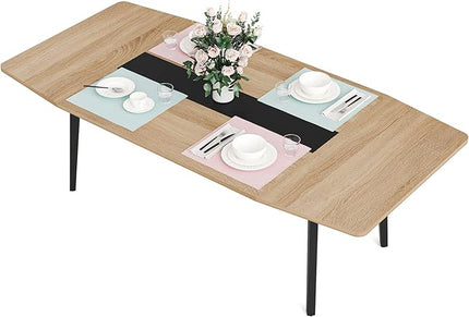 Tribesigns Modern Dining Table for 6 People, 70.86L x30.71W x 29.52H Inches Rectangle Kitchen Table Patio Table for Backyard,Dinning Room&Kitchen,Light Walnut - LeafyLoom