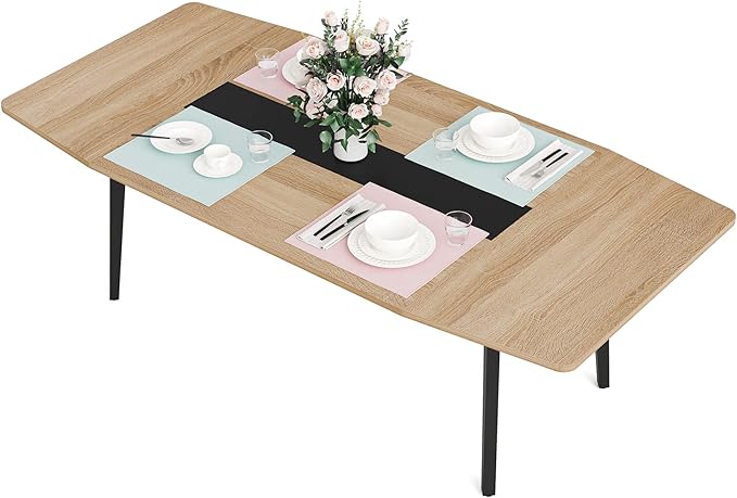 Tribesigns Modern Dining Table for 6 People, 70.86L x30.71W x 29.52H Inches Rectangle Kitchen Table Patio Table for Backyard,Dinning Room&Kitchen,Light Walnut - LeafyLoom