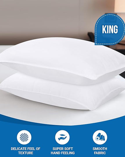 Utopia Bedding Bed Pillows for Sleeping (White), King Size, Set of 2, Hotel Pillows, Cooling Pillows for Side, Back or Stomach Sleepers - LeafyLoom