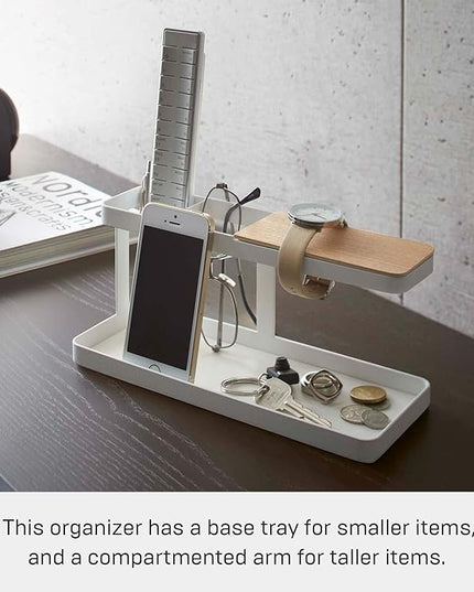 YAMAZAKI home 2299 Desk Bar-Wood & Steel Organizer, One Size, White - LeafyLoom