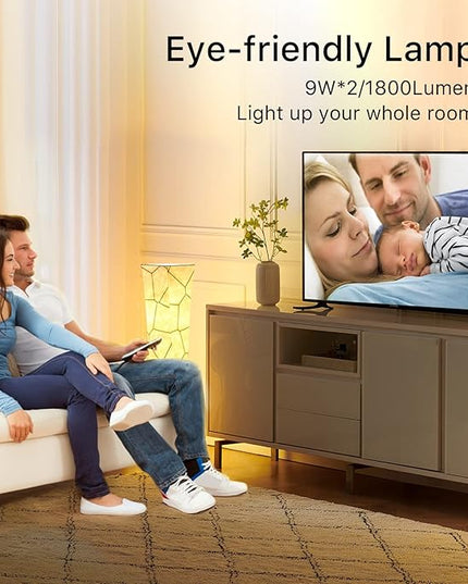 chiphy Floor Lamp, 39" Tall Standing Lamp, 3 Levels Adjustable Brightness LED Bulbs, Column Floor Light, Marble Gradient Fabric Lampshade, Home Decor for Living Room, Bedroom, Kids Room - LeafyLoom