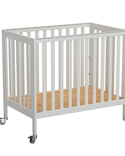 Baby Mini Crib - Modern Design Portable Crib, Sleek Folding Mini Baby Crib with Three Mattress Positions, Folds Flat for Easy Storage White - LeafyLoom