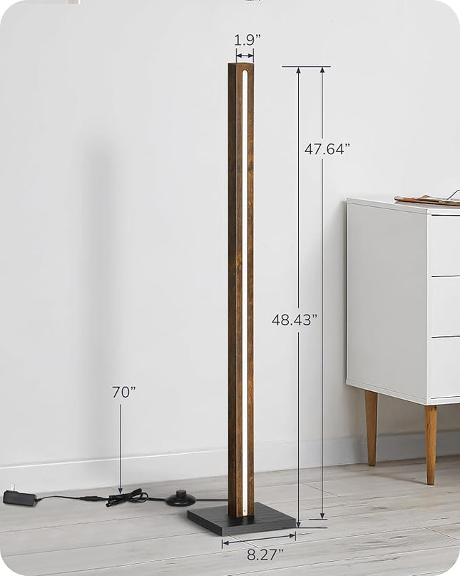 EDISHINE Wooden LED Corner Floor Lamp, Minimalist Dimmable Stick Light with Remote, Modern Standing Light for Living Room, Bedroom, Office, 7 Color Temperature 2700~6000K, 46" - LeafyLoom