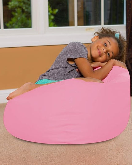 Posh Creations Bean Bag Chair for Kids, Teens, and Adults Includes Removable and Machine Washable Cover, Solid Pink, 27in - Medium - LeafyLoom