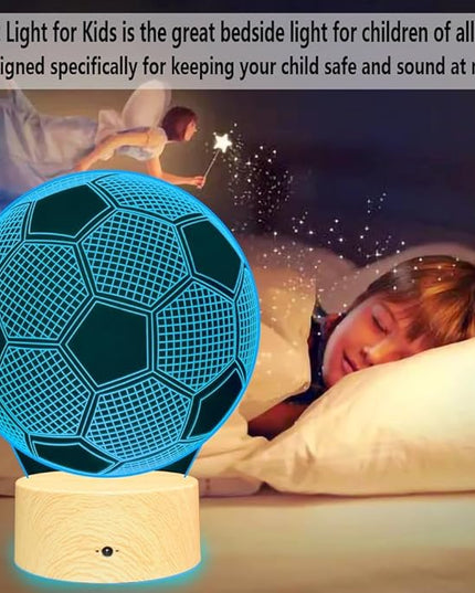 Soccer Gifts Light, Soccer 3D Illusion Lamp Best Gifts for Teen Boys Night Light for Kids Bedroom Room, Football Decor with Remote Control 7 Colors Changing Lights for Birthday, Halloween, Xmas Gift - LeafyLoom