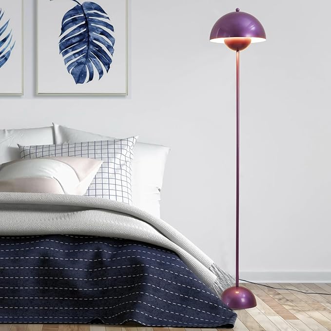COSYLUX Modern Floor Lamp for Living Room, Industrial Tall Standing Lamp for Bedroom, Metal Shade Reflecting Light reading Floor Lamp for Office, Nursery Room, Corner(Pearl Purple) - LeafyLoom