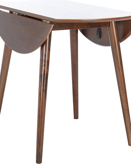 Safavieh Home Collection Lovell Walnut Folding Drop Leaf Round Dining Room Table DTB1401A, 0 - LeafyLoom