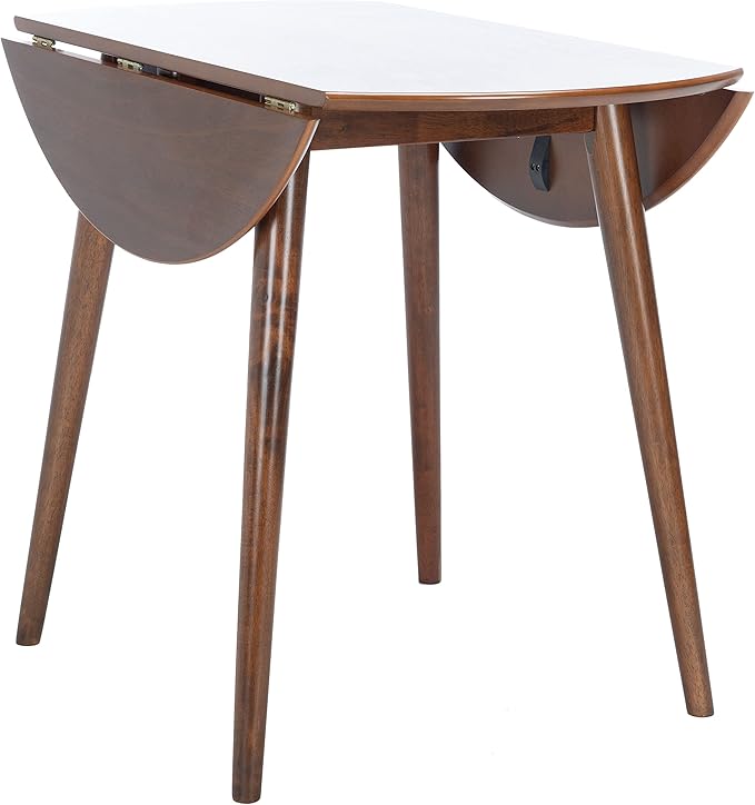 Safavieh Home Collection Lovell Walnut Folding Drop Leaf Round Dining Room Table DTB1401A, 0 - LeafyLoom