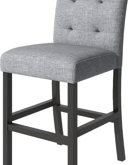 5-Piece Counter Height Dining Set-Square Wood Table and 4 Upholstered High-Back Chairs with Footrest for Kitchen Furniture-Classic Black Finish - LeafyLoom