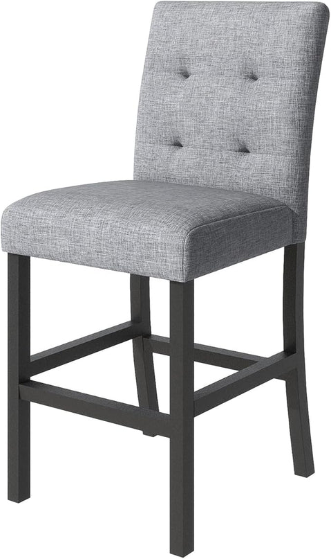 5-Piece Counter Height Dining Set-Square Wood Table and 4 Upholstered High-Back Chairs with Footrest for Kitchen Furniture-Classic Black Finish - LeafyLoom