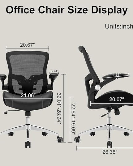 Office Chair Ergonomic Desk Chair-400lbs Big and Tall Heavy Duty, Wide & Soft 3D Modeling Foam Cushion Home Office Desk Chair with Adjustable Seat Height, Executive Computer Task Chair - LeafyLoom