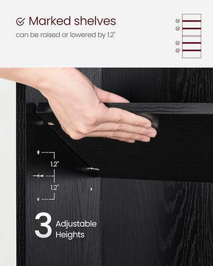 VASAGLE Bookshelf, 23.6 Inches Wide, 6-Tier Open Bookcase with Adjustable Storage Shelves, Floor Standing Unit, Ebony Black ULBC166T56 - LeafyLoom
