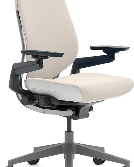 Steelcase Gesture Office Chair - Ergonomic Work Chair with Wheels for Carpet - Comfortable Office Chair - Intuitive-to-Adjust Chairs for Desk - 360-Degree Arms - Coconut Yellow Fabric - LeafyLoom
