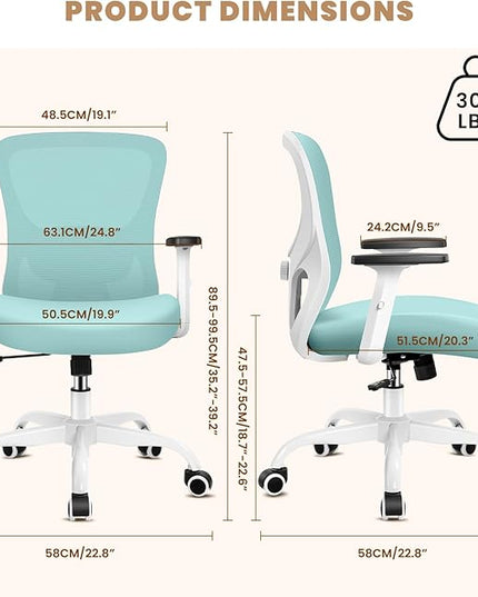 Office Chair Ergonomic Desk Chair with Adjustable Lumbar Support, Swivel Comfy Computer Chair Heavy Duty Executive Chair for Home Office - LeafyLoom