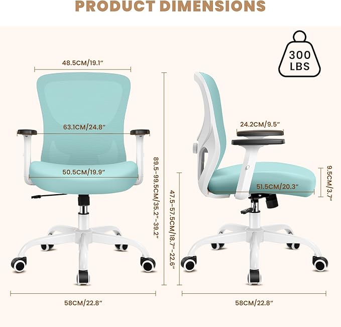 Office Chair Ergonomic Desk Chair with Adjustable Lumbar Support, Swivel Comfy Computer Chair Heavy Duty Executive Chair for Home Office - LeafyLoom