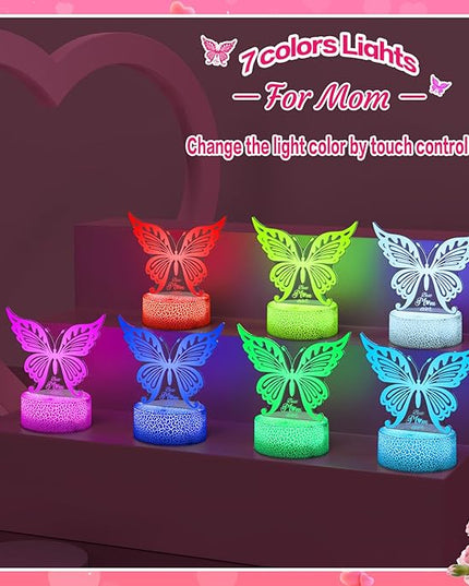 Linkax Mom Birthday Gifts, 7 Colors Changing Butterfly Gifts for Mom from Daughter Son, Mom Gifts Room Decorative Night Light, Thanksgiving Mothers Day Birthday Gifts for Mom, Best Mom Ever Gifts - LeafyLoom