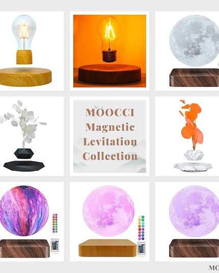 Floating Moon Lamp 16 Colors Magnetic Levitating Moon Light, Great Gift for Family, Kids and Lover for Birthdays, Valentine's Day, Anniversary（Dark Brown Base - LeafyLoom