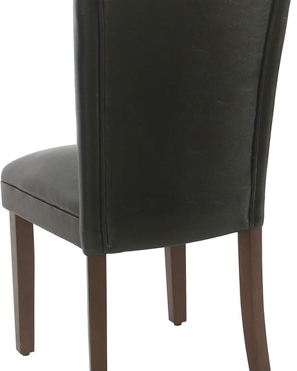 HomePop Classic Parsons Dining Chairs, Black Faux Leather (Set of 2) - LeafyLoom