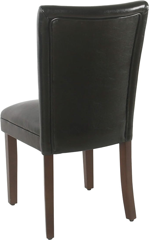 HomePop Classic Parsons Dining Chairs, Black Faux Leather (Set of 2) - LeafyLoom