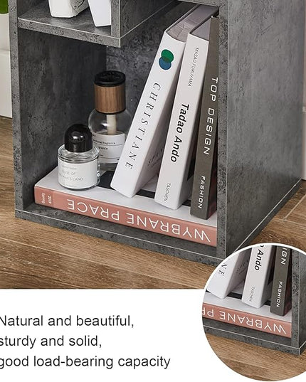 VECELO 3-Tier Small Bookcase, 4 Cube Bookshelf with Height Difference Shelves for Most Books, Modern Floor Standing Unit, Each Shelf Hold Up to 66 LBS for Living Room Bedroom, Grey - LeafyLoom