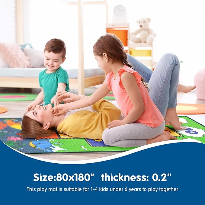 Booooom Jackson Hopscotch Kid Rug 31''x70'' Kids Preschool Rugs for3, 4, 5, 6, and 7 Year Olds,Kids Rugs for Classroom and Bedroom - LeafyLoom
