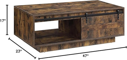 NicBex Coffee Table Faux Marble Coffee Table with Storage Rectangle Center Tables with Drawers Dining Table for Living Room, Dining Room, Office, and Bedroom,47" W, Rustic Oak - LeafyLoom