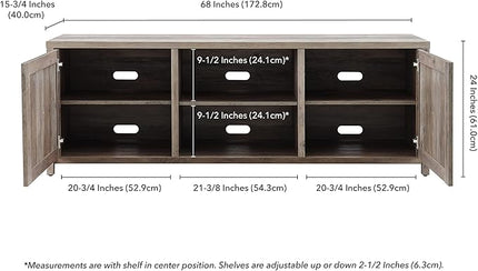 Henn&Hart Granger TV Stand, 68" Wide, Gray - LeafyLoom