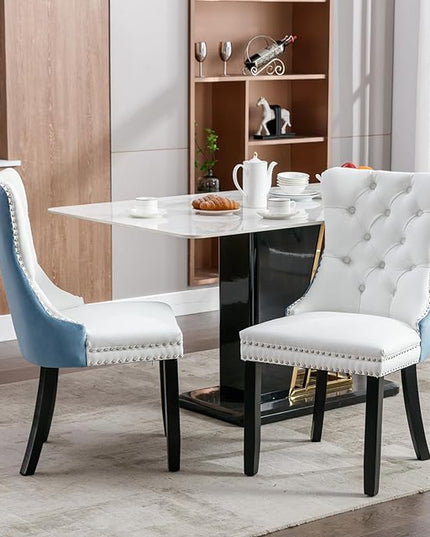 NicBex Haerin-SD-00106-LWJ Dining Chairs, 25.5"x19.7"x37.5", White and Blue - LeafyLoom