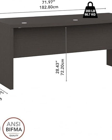 Bush Business Furniture Echo Bow Front Desk, 72W, Charcoal Maple - LeafyLoom