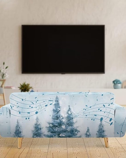 FKELYI Blue Christmas Tree Easy Going Stretch Sofa Slipcover Snow Sofa Couch Cover with Elastic Bottom Stretch Sofa Slipcovers XL FKELYI