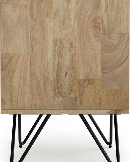 SIMPLIHOME Hunter SOLID MANGO WOOD 20 inch Wide Modern Industrial Nightstand in Natural for The Living Room and Bedroom - LeafyLoom