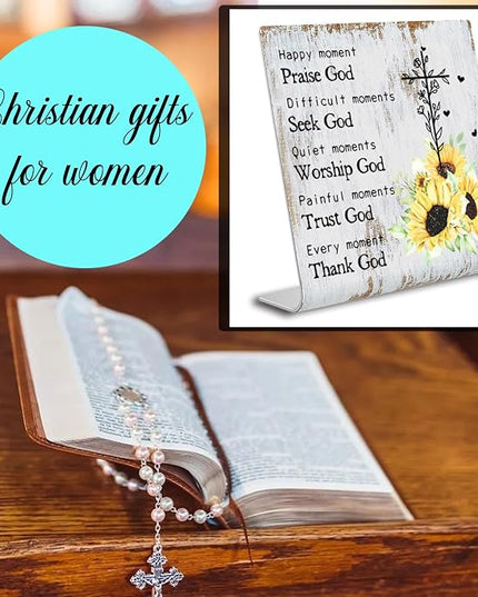 Christian Office Decor for Women Religious Gifts christian office supplies Faith Christian Gifts Prayer Room Decor for Office Desk Scripture Inspirational Home Decor XUV01 - LeafyLoom