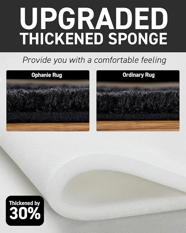 Ophanie Machine Washable Upgrade 8x10 Rugs for Living Room, Black, Fluffy Shaggy Soft Area Rug, Black Non-Slip Indoor Floor Carpet for Bedroom, Kids Baby Boys Teen Dorm Home Decor Aesthetic, Nursery - LeafyLoom