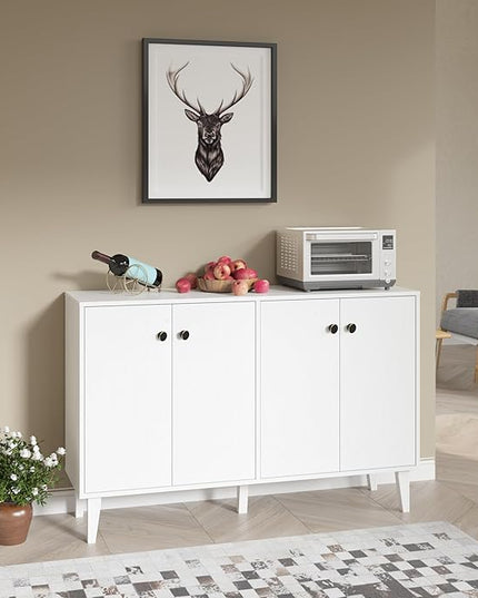 Buffet Cabinet with Storage,Kitchen Sideboard Buffet with 4 Doors Console Table,Modern Sideboard for Dinning Room,Living Room(White) - LeafyLoom