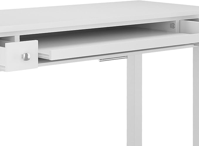 SIMPLIHOME Avalon SOLID WOOD Contemporary 47 Inch Wide Writing Desk in White, For the Office Desk, Writing Table, Workstation and Study Table - LeafyLoom