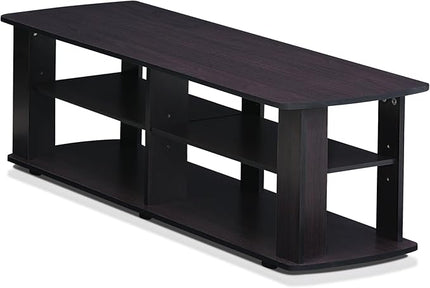 Furinno Nelly Entertainment Center TV Stand, Short 43.3"(W) x13.4(H) x13.1(D), Dark Walnut - LeafyLoom