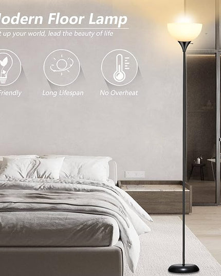 Standing Lamp, Led Floor Lamps for Living Room, Drop-resistant White Lampshade, Rotary Switch, Industrial Metal Tall Lamp for Living Room Bedroom Study Office kid’s room - LeafyLoom