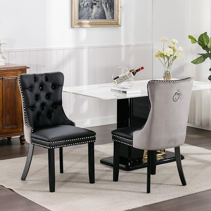 NicBex Haerin-SD-00104-LWJ Dining Chairs, 25.5"x19.7"x37.5", Black and Gray - LeafyLoom