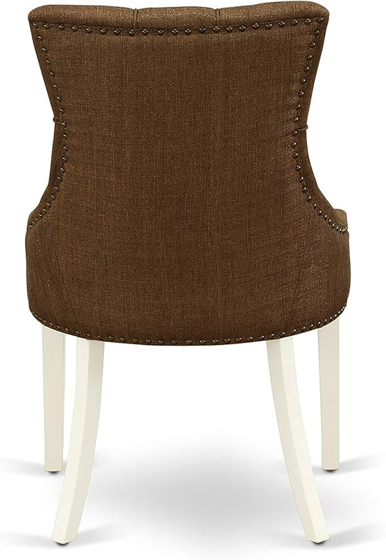 East West Furniture NDFR3-LWH-18 Norden 3 Piece Set Contains a Rectangle Dining Room Table with Dropleaf and 2 Brown Linen Fabric Upholstered Parson Chairs, 30x48 Inch - LeafyLoom