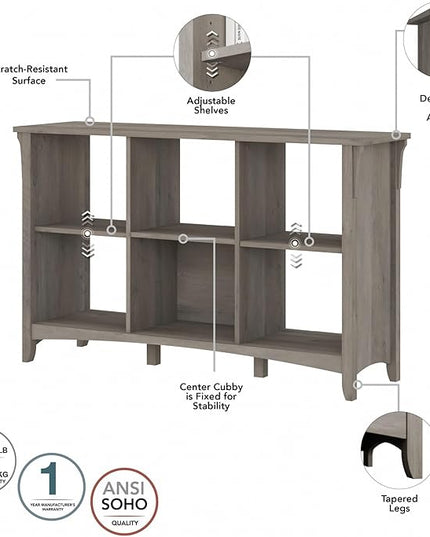 Bush Furniture Salinas 6 Cube Organizer in Driftwood Gray - LeafyLoom