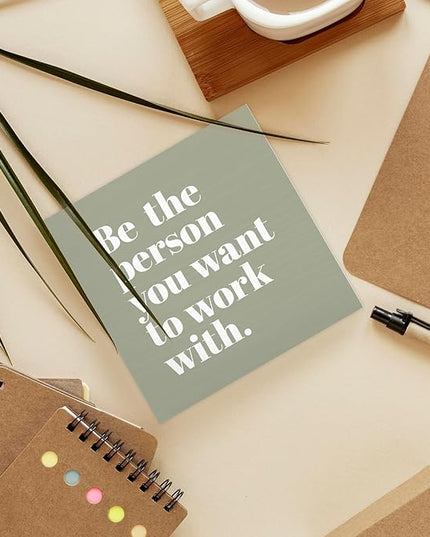 Be The Person You Want to Work With Inspirational Black Wood Box Sign Desk Decor, Teamwork Motivational Green Wooden Block Sign Decorations for Home Office Workplace Wall Tabletop Shelf Decor - LeafyLoom